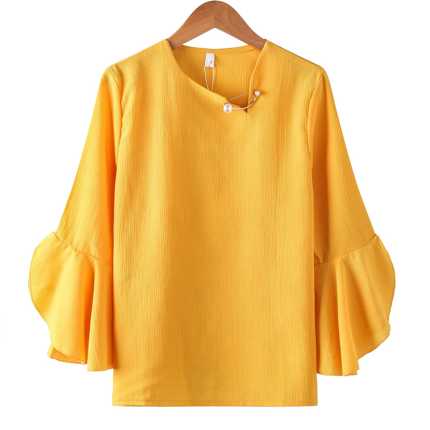 Seven-point Female Ruffled Sleeved Loose Shirt Chiffon Blouses