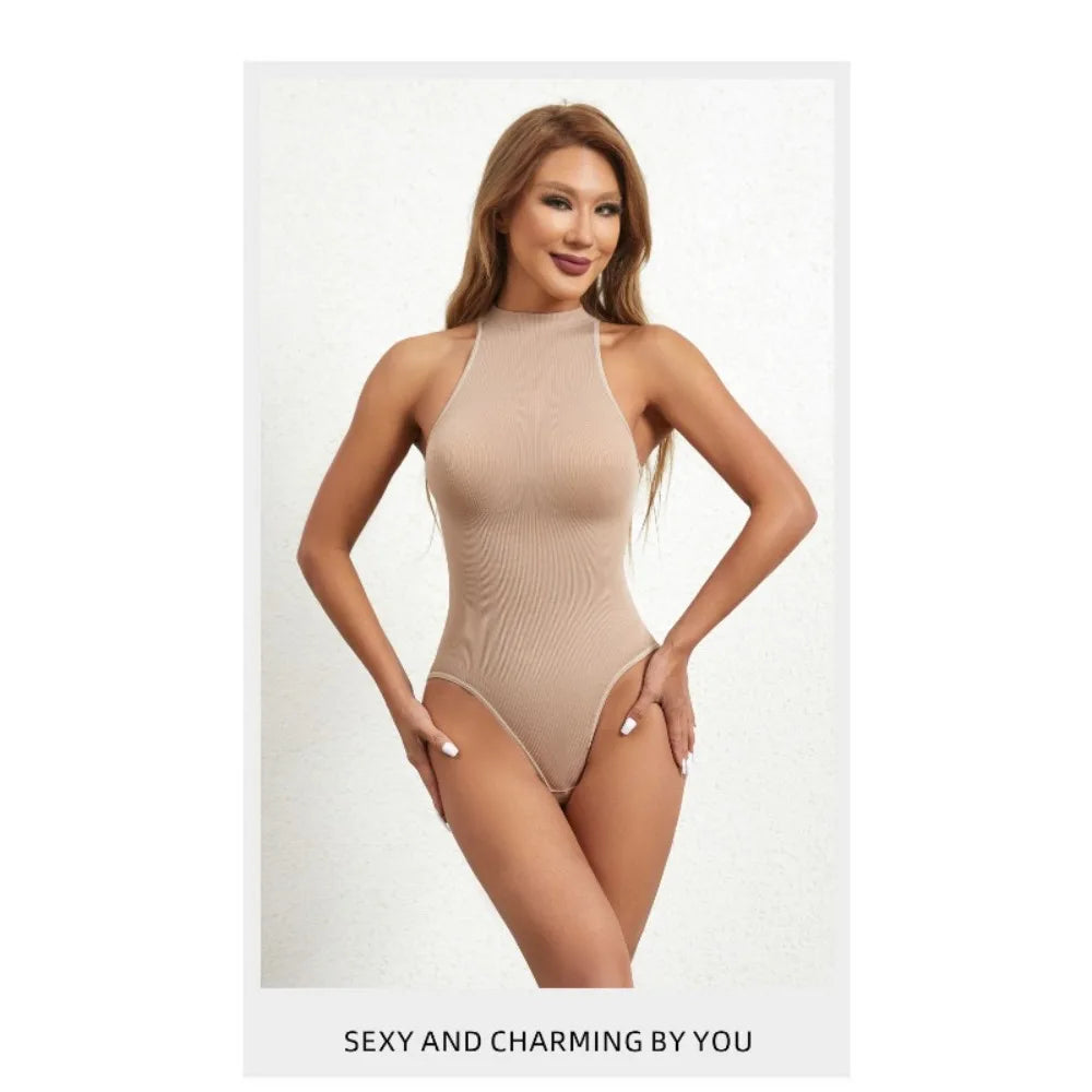 Women's SleevelessOuterwear withA Bottom Layer and Buckle for BodyShaping and Abdominal Compression One-piece T-shaped Shapewear