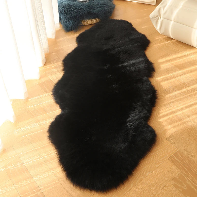 Long Strip Carpet Fluffy Soft Faux Fur Plush Bedroom Bedside Carpets Girl's Room White Home Decoration Rugs Furry Chair Cushion