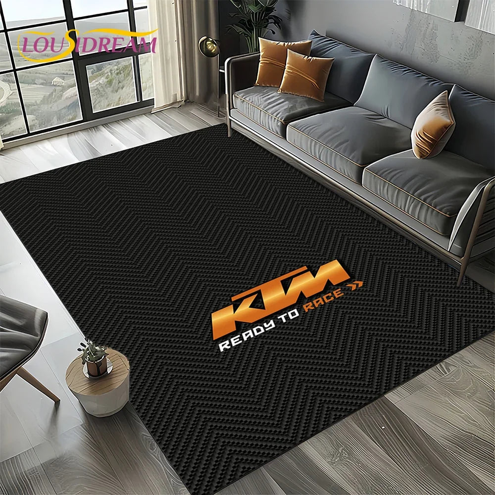 Racing Car K-KTM Motorcycle Carpet Rug for Living Room Bedroom Home Sofa Decoration,Kids Play Area Rug Non-slip Floor Mat Gift