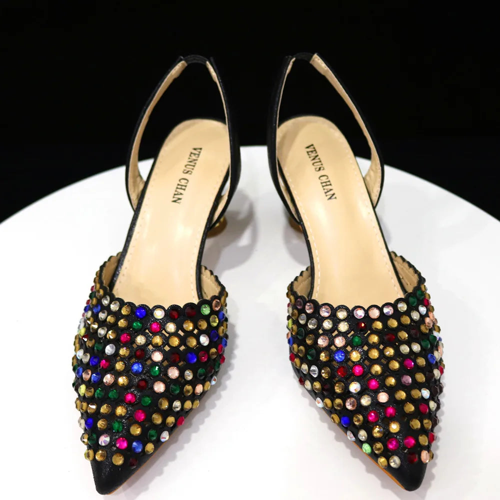 Fashion Summer 2023 Beads Decorated Muffin Bottom Sandals Wear Comfortable And Versatile Elegant Ladies Shoes And Bag Set
