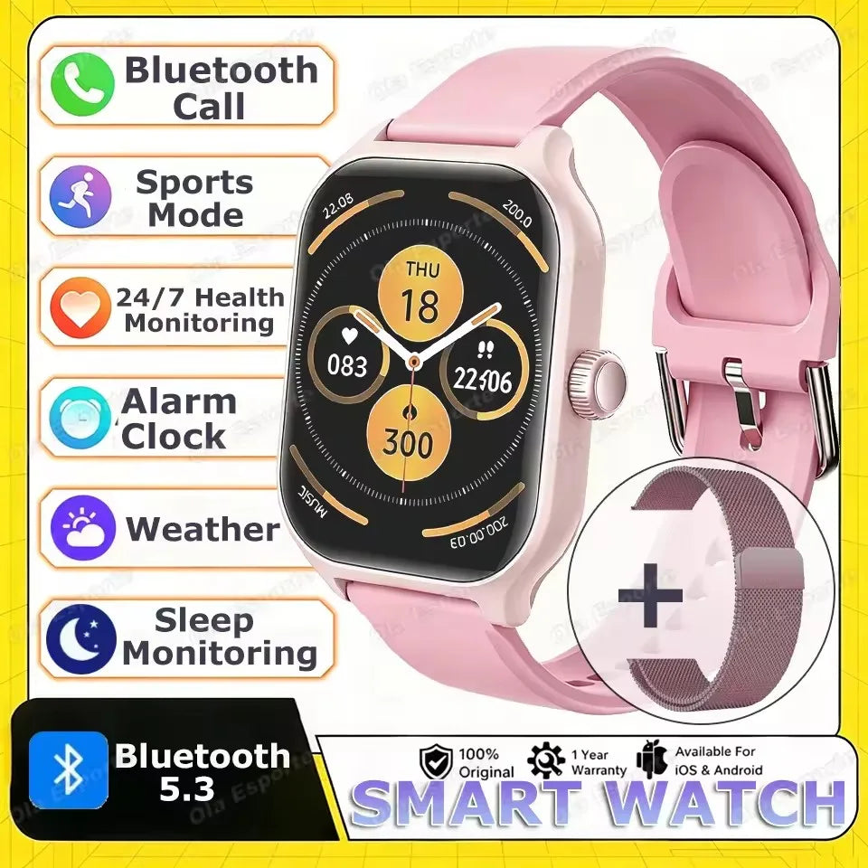 New Smart Watch Android IOS Phone 1.44 Inch Color Screen Bluetooth Call Blood Oxygen/Pressure Monitoring Smart Watch Women Men