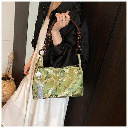Shoulder Bags Tassel Decoration Embroidered National Style Hasp Sewing Thread 2026 Spring New Hot Sale Women's Handbags