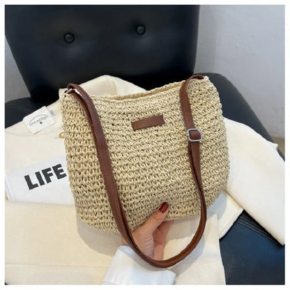 Ladies Fashion Summer Straw Crossbody Bag Women Beach Holiday Shopping Woven Shoulder Handbag Messenger Purses For Women Bags