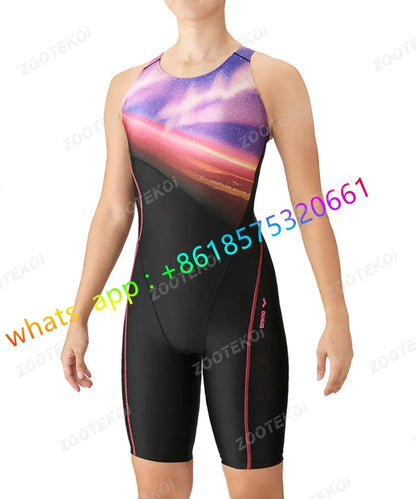 Women One Piece Swimwear Knee Length Swimsuit Bodysuit Swimming Pool Sports Professional Training Comfortable Swimwear 2026