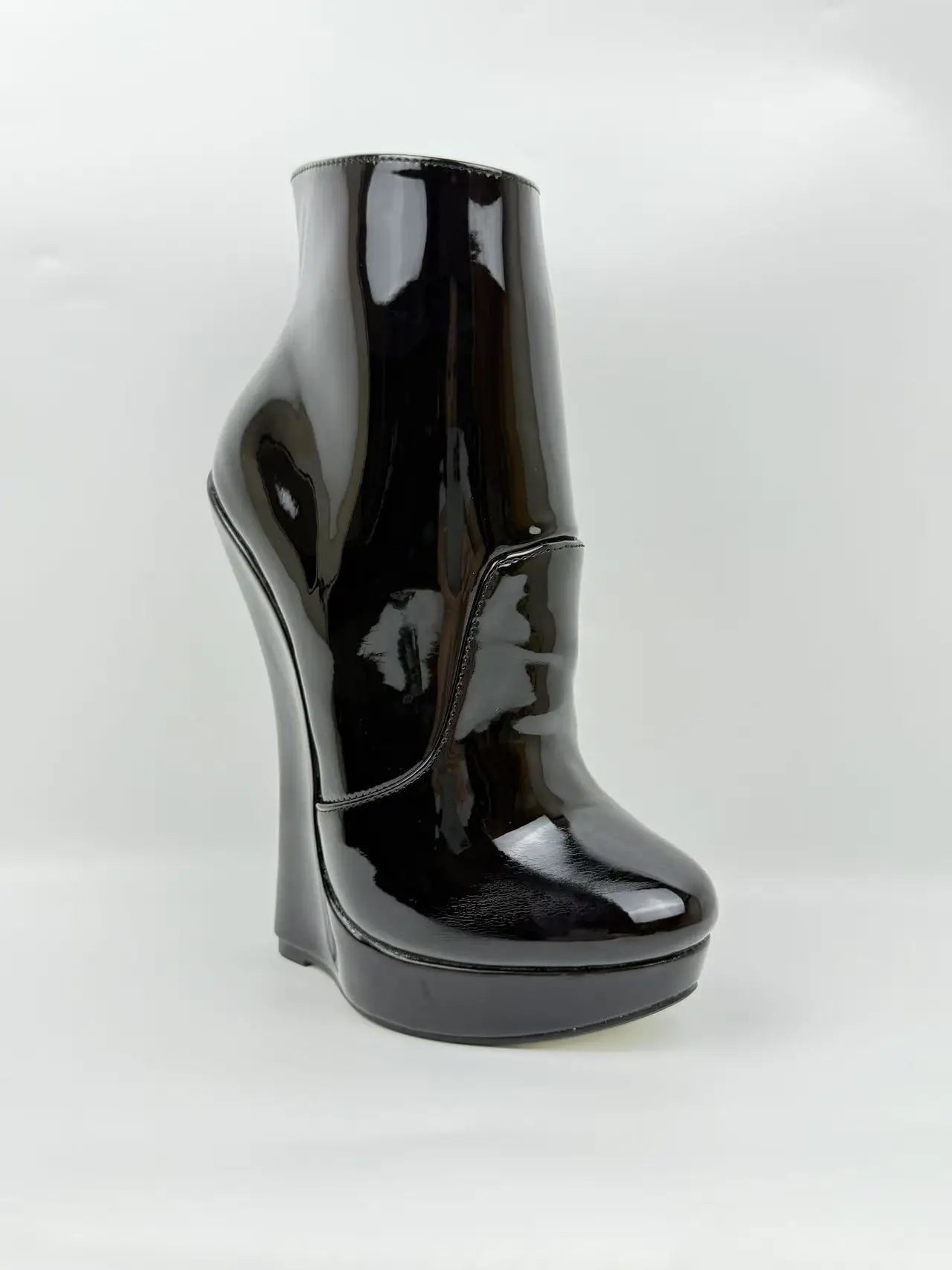 18CM Ultra High Heel Wedges Ballet Boots Pointed Toe Sexy Ankle Women Boots Plus Size 36-46 Black Size Zip Unisex Cosplay Shoes