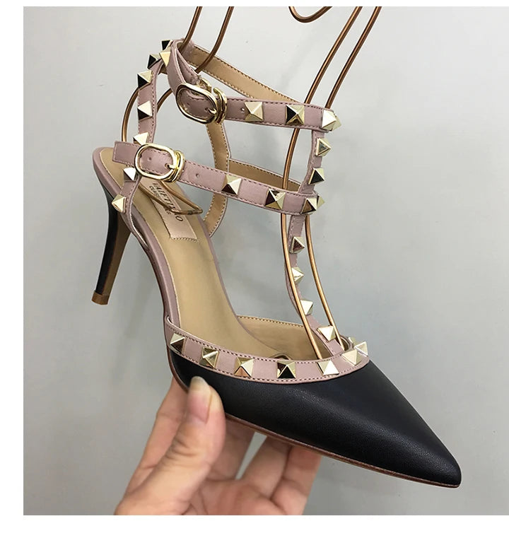 Nude Black Woman heeled sandals Summer Slingbacks High Heels luxury Leather Fashion Brand Designed sandals elegant Prom Shoes