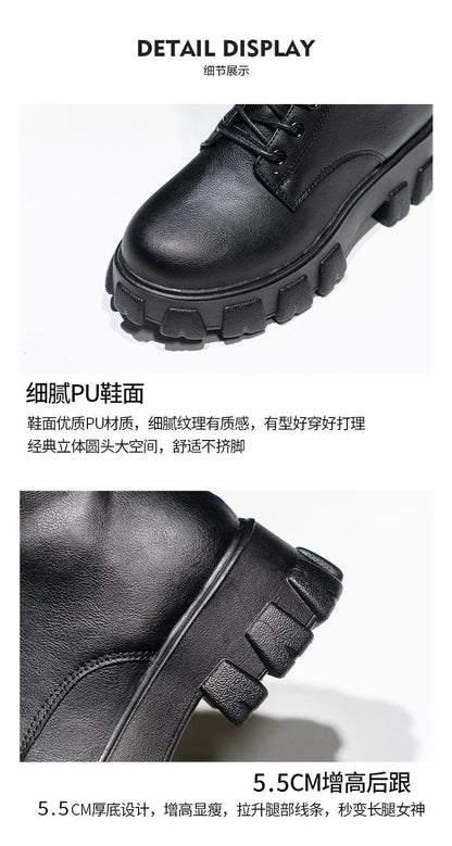 Women's Mid Calf Boots Padded Shoes Knee High Winter Sneakers Punk Style Military Casual White Black 2024 Lucury Platform Woman