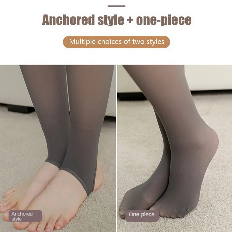 Women Thermal Stockings Sexy Fleece Tights Warm Winter High Waist Translucent Pantyhose Thick Elastic Skin Effect Plus Legging