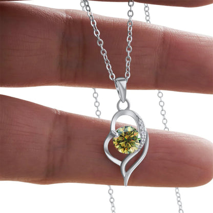 Butterflykiss 925 Sterling Silver Open Heart Pendant Necklace D VVS1 Round Cut Moissanite Love Charm Necklace For Women