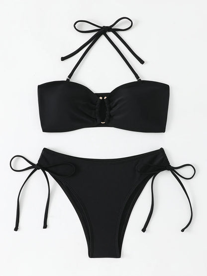 High Waist Bikini Women's Swimsuit 2026 Knotted Bathing Suits Woman Swimwear Bandeau Push Up Bikinis Sets Brazilian Beach Wear