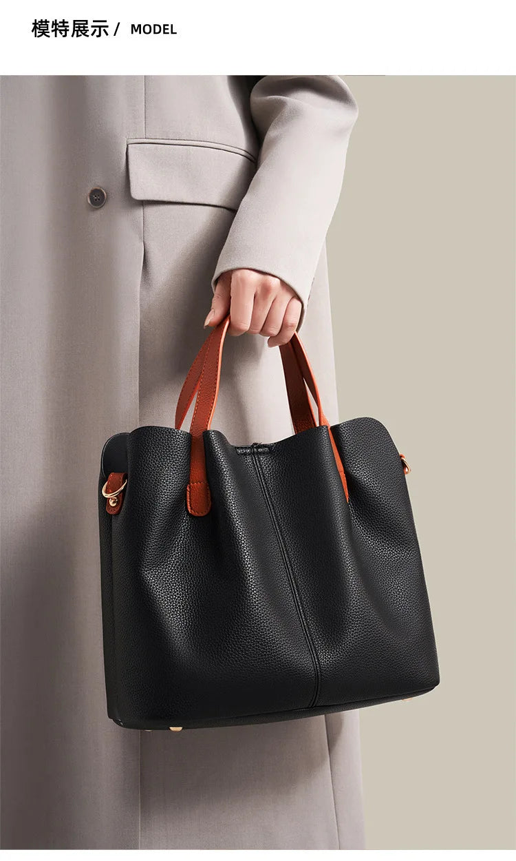 Women's Bag Leather Luxury Designer Shoulder Bag Soft Handbags Large Capacity Crossbody Bags Blue Black Khaki