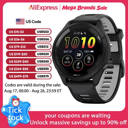 Garmin Forerunner 265 Outdoor GPS Smartwatch, Multi-Band Navigation with Topo Map, Altimeter Compass, 24/7 Health Tracking SpO2 Sleep Monitor, Cycling Running Hiking Triathlon