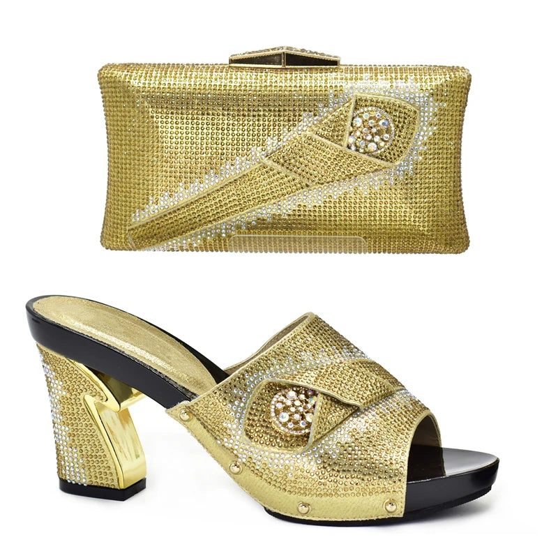New African Shoes and Bag Set for Party Italian Italian Shoe and Bag Set for Party In Women Summer High Heeled Shoes for Women