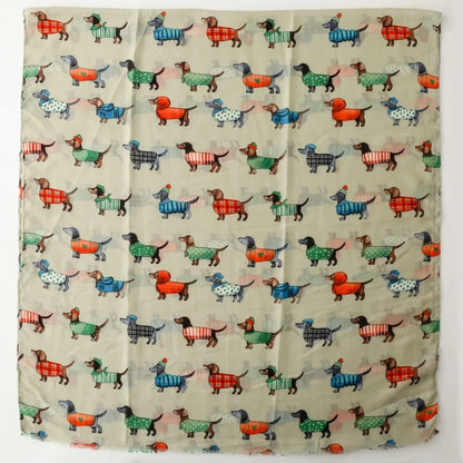 Cozy Dachshund Dog Cat Pattern Viscose Shawl for Women - 180x90Cm Fringe Detail Breathable Thin Wrap Scarves Autumn/Winter Snood