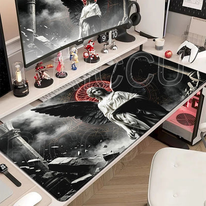 Black Majestic Sculpture Mouse Pad Large Desk Accessories Desk Pad Rubber Base Edge Mousepad Non-Slip Mousepad for Office