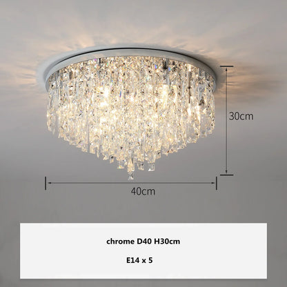 Modern Luxurious Crystal Ceiling Lamp Gold & Silver Color for Living Room Dining Room Bedroom - Elegant Lighting Fixture