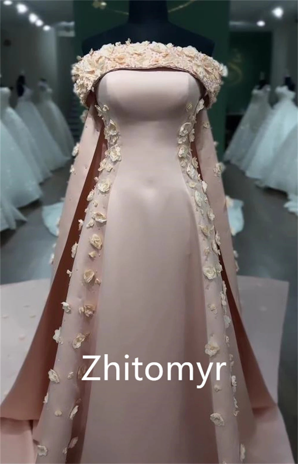 Customized Jiayigong Prom Satin Flower Wedding Party  Gown Strapless Bespoke Occasion  Long Dresses