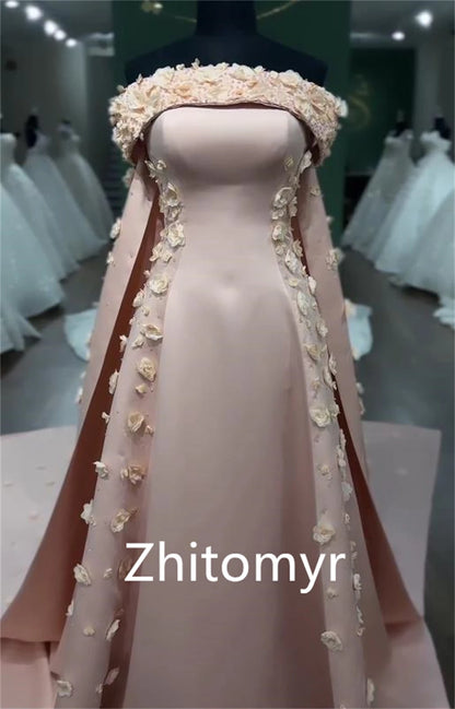 Customized Jiayigong Prom Satin Flower Wedding Party  Gown Strapless Bespoke Occasion  Long Dresses