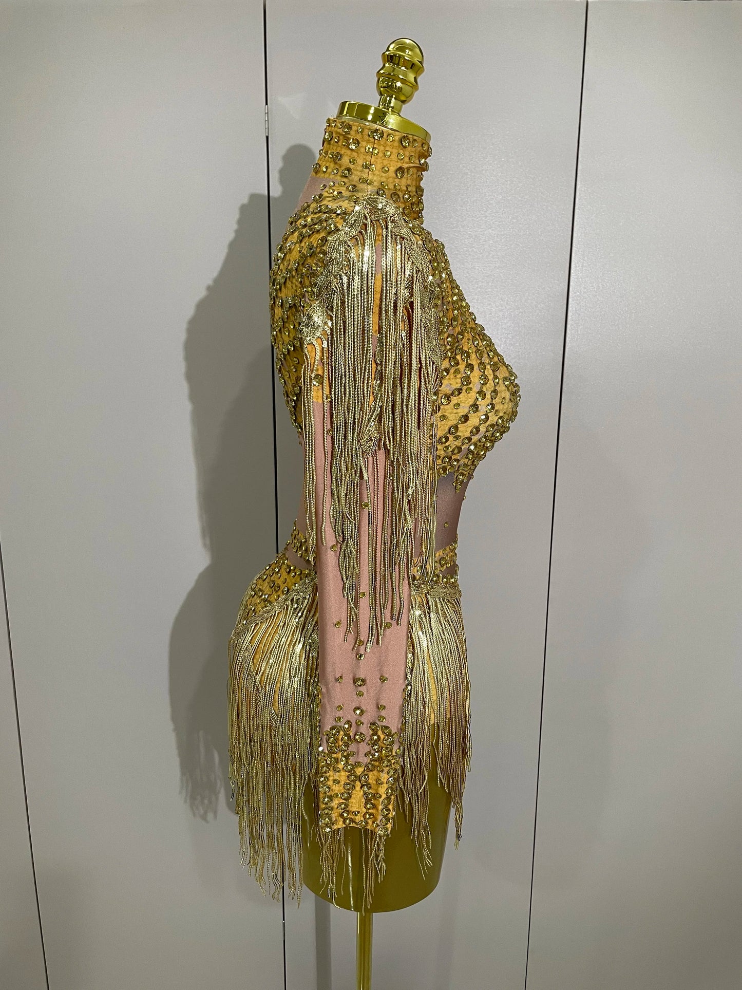 Sparkly Rhinestone Sequin Tassel Stretch Bodysuits 2025 New Arrival Women Birthday Party Nightclub Dj Stage Performance Costume