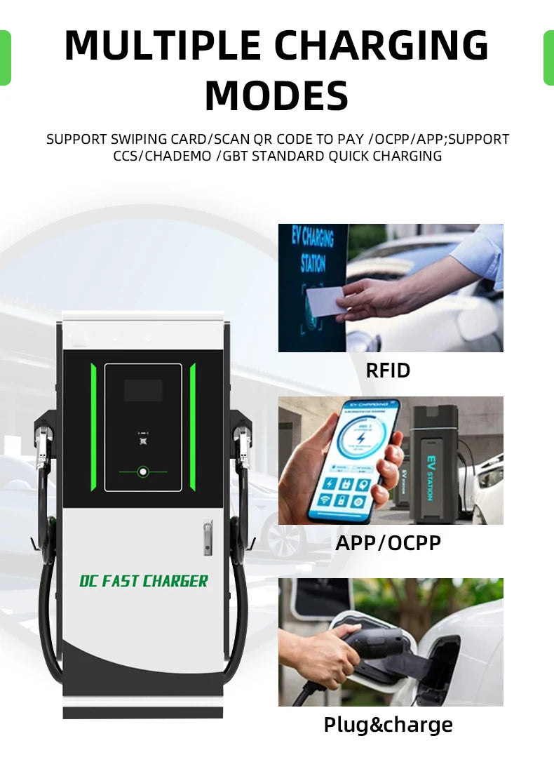 90kW DC EV Charger Station CCS2 Dual Gun Fast Charging Floor Mounted Smart APP WiFi 4G RFID IP54 OCPP 1.6J Fully Approved