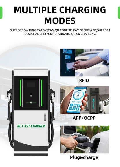 90kW DC EV Charger Station CCS2 Dual Gun Fast Charging Floor Mounted Smart APP WiFi 4G RFID IP54 OCPP 1.6J Fully Approved