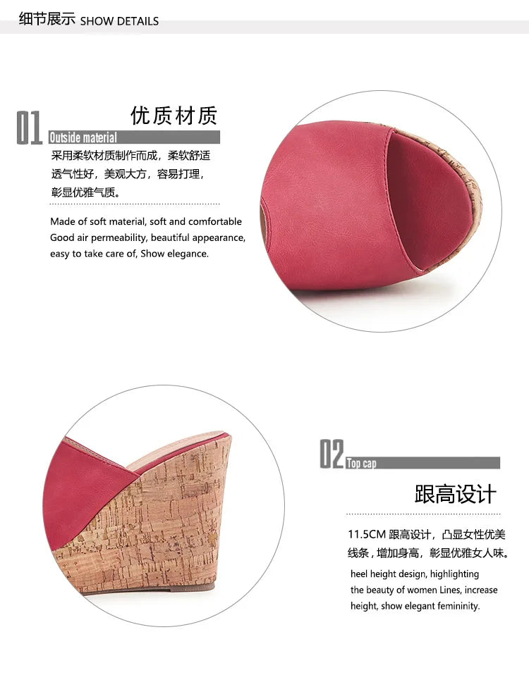 11CM Super High Heels Platform Sandals Women Wedges Open Toe Shoes Ladies Summer Slip On Slippers Beach Slides Femmes Sandalias