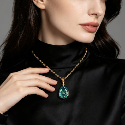 Bocarman Colorful Pear Moissanite Pendant on S925 Silver Chain GRA Iridescent Teardrop Whimsical Enchanting Gift