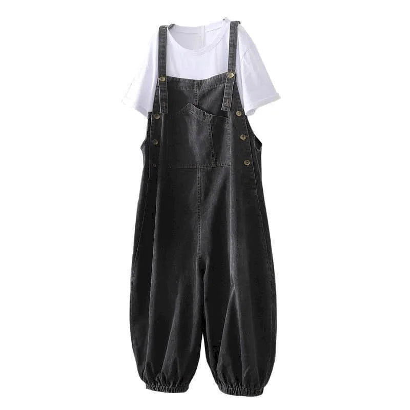 Denim Jumpsuits for Women Oversized Playsuit Denim Pants Loose High Waist Trousers Overalls for Women Clothes One-pieces XT1586