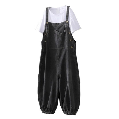 Denim Jumpsuits for Women Oversized Playsuit Denim Pants Loose High Waist Trousers Overalls for Women Clothes One-pieces XT1586