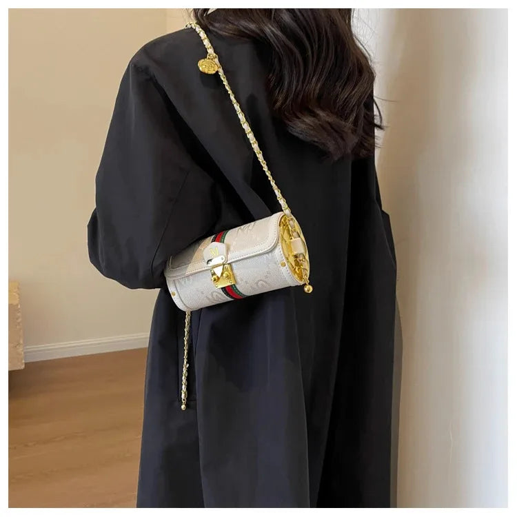 Light luxury brand-name high-end designer bag female 2025 new spring and summer niche shoulder bag messenger bag cylinder bag