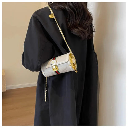 Light luxury brand-name high-end designer bag female 2025 new spring and summer niche shoulder bag messenger bag cylinder bag