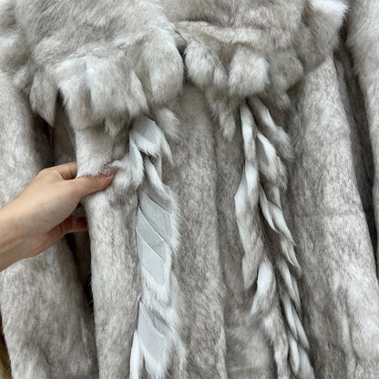 2026 New Elegant Winter Natural Rabbit Fur Coat Jacket Real Leather Fur Women's Fringe Tassel Clothing Female Outerwears