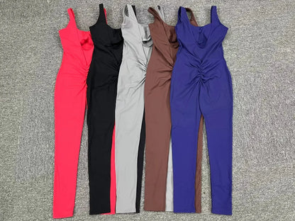 Gym Jumpsuit Woman Padding Sports Overalls for Women Push Up Rompers for Woman Clothes Monos Mujer Gray Coffee Navy Black Red