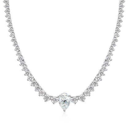 KNOBSPIN GRA Certified Moissanite Tennis Necklace with 4ct Pear Cut Pandent Solid 925 Silver Wedding Tennis Necklaces for Women