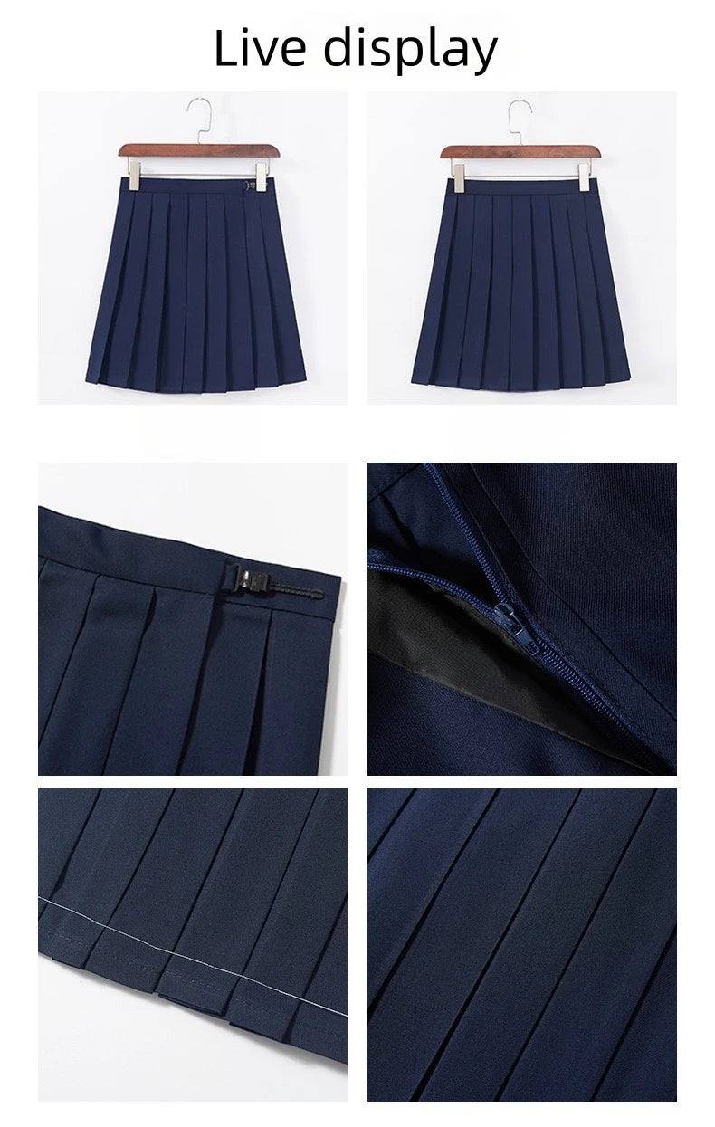 Japanese Female Student Jk Skirt Suit White Basic Style College Style Sailor Suit Bow Pleated Skirt High School Student Uniform
