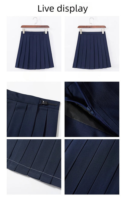 Japanese Female Student Jk Skirt Suit White Basic Style College Style Sailor Suit Bow Pleated Skirt High School Student Uniform