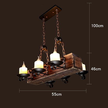 Retro Wood E27 LED Ceiling Lamp Antique Industrial Chandelier Lighting LOFT Bar luminaire Vintage Pendant Lights lustre