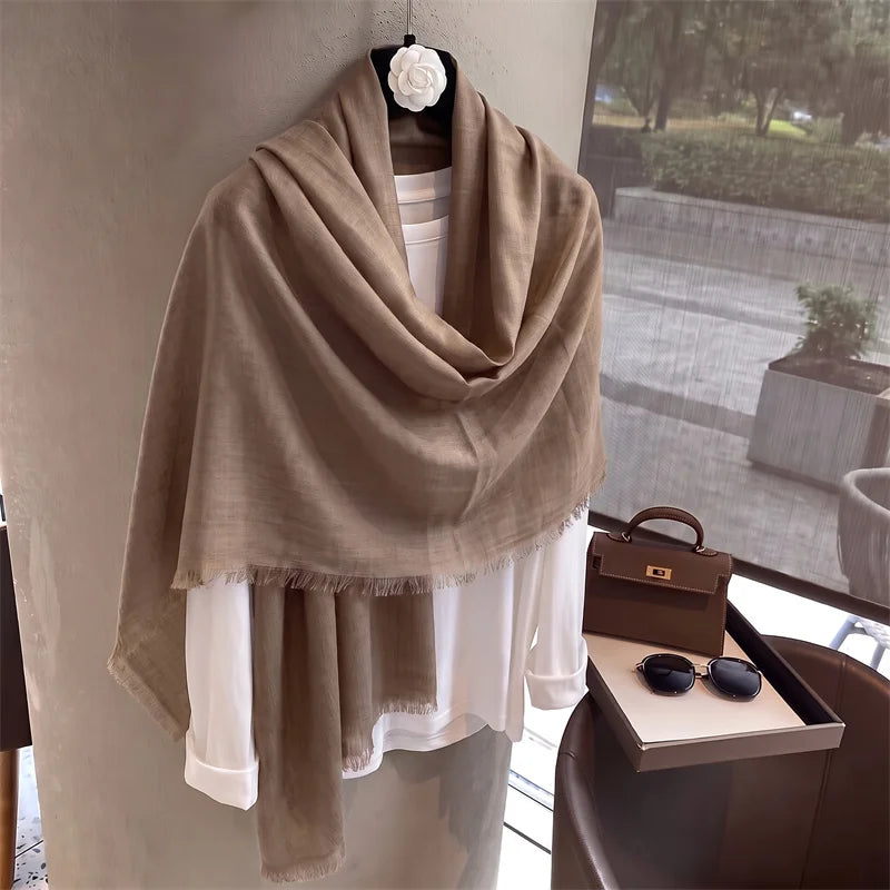New Long Scarf Women Cotton Scarf Beach Hijab Shawls and Wraps 2026 Luxury Brand Solid Color  Echarpe Designer