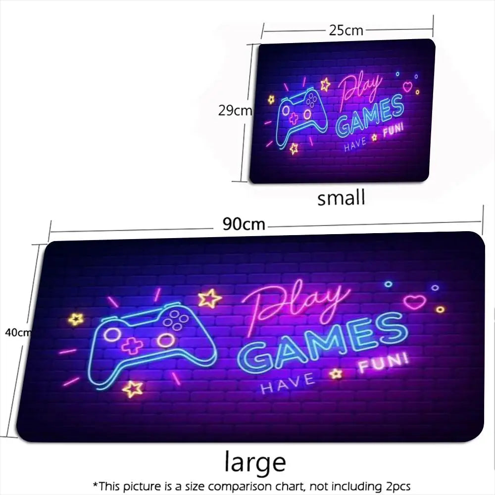 Extra Large XXL Full Desk Mouse Pad, Neon Rainbow Game Controller Gamer for PC Laptop E-sports Gamers Office Home Decor