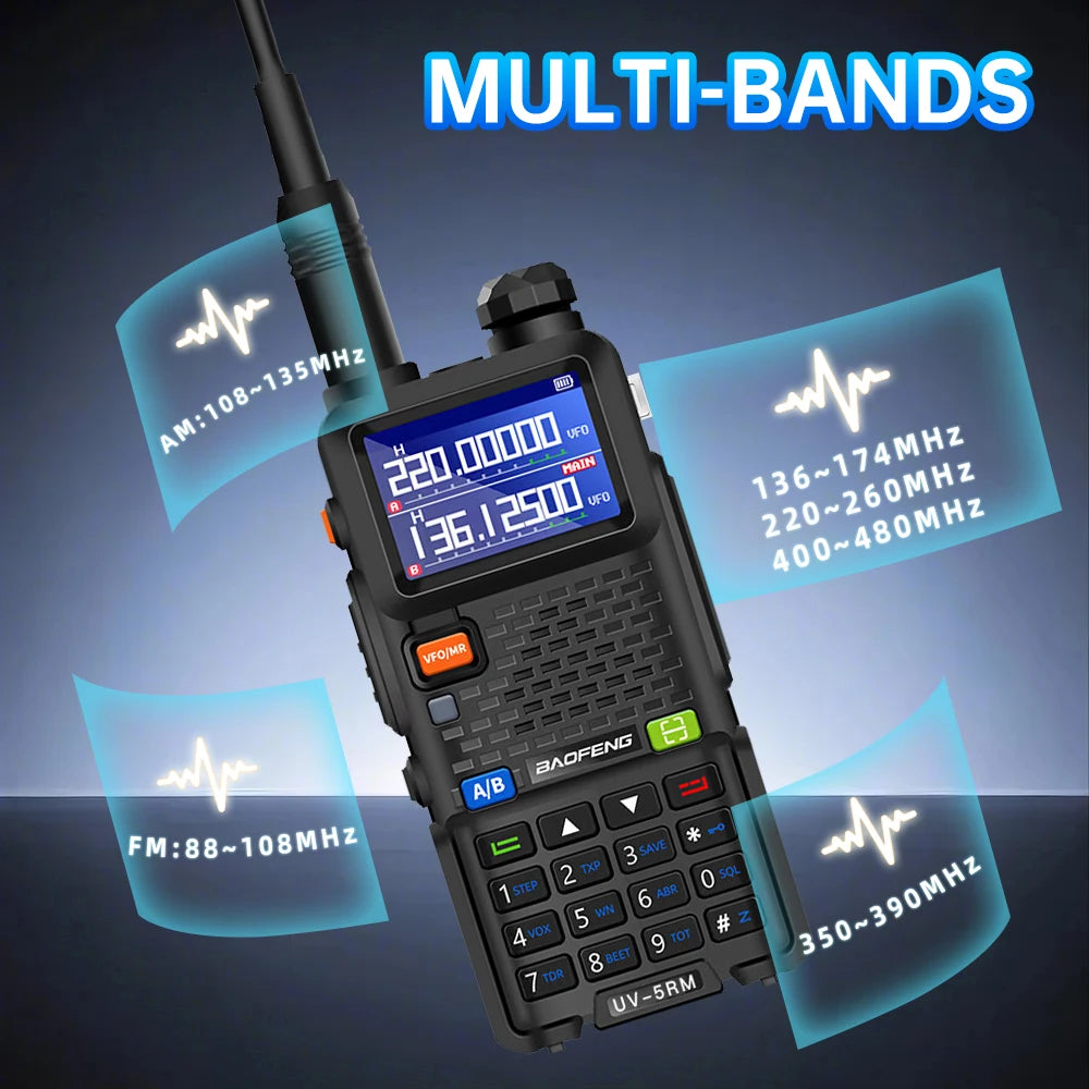 Baofeng Long Range Walkie Talkie UV-5RM 10W High Power Multifunctional Two-Way Radio with 999 Stored Channel, Dual Band (UHF/VHF