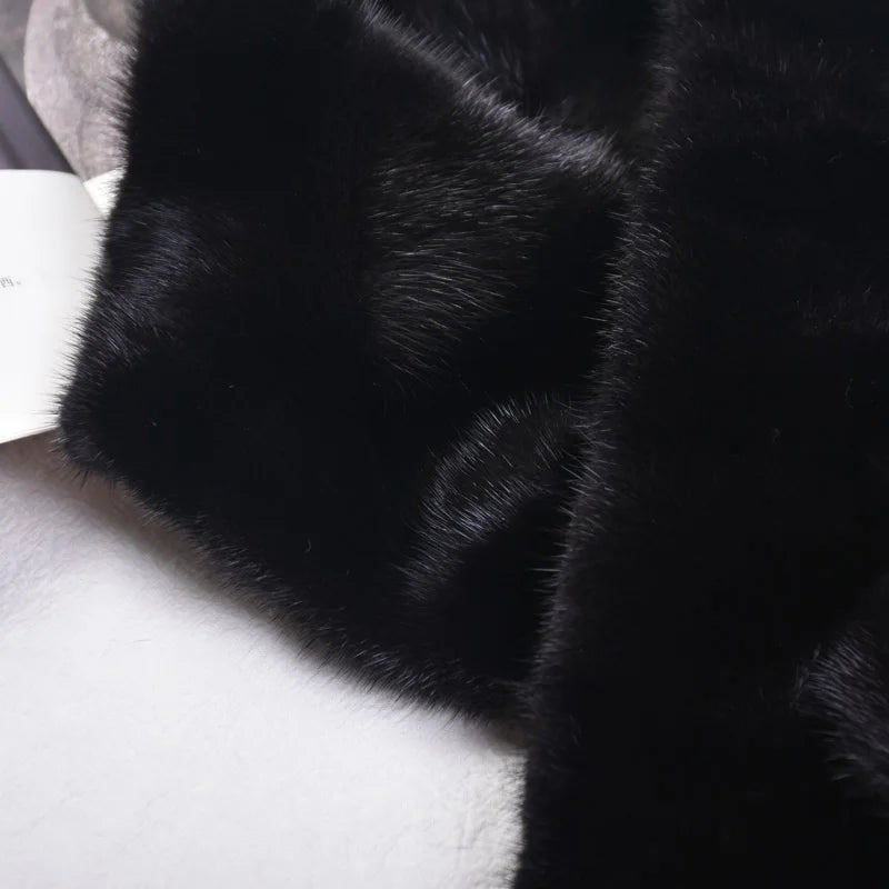 Besfilin Genuine Real Mink Fur Unisex Scarf Double-Sided Solid Color Patchwork Warmth for Men And Women Spring Autumn Winter