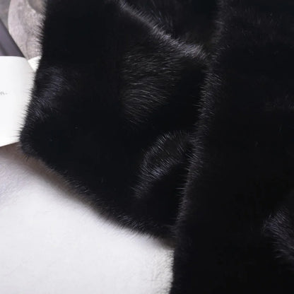 Besfilin Genuine Real Mink Fur Unisex Scarf Double-Sided Solid Color Patchwork Warmth for Men And Women Spring Autumn Winter