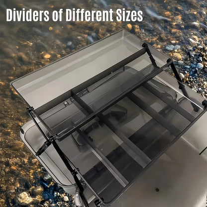 Durable PE Fishing Gear Box | Large Capacity, Black Transparent Design | Built-in Lock, Heavy-duty