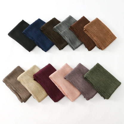 Women Crinkle Modal Rayon Hijab Muslim Scarf Shawls Solid Color Headband Femme Breathable Headwrap Turban Ramanda 180*70cm