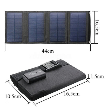 20W 5V Portable Solar Panel Foldable Waterproof USB Port Charger  for Phone Battery Outdoor Camouflage/Black