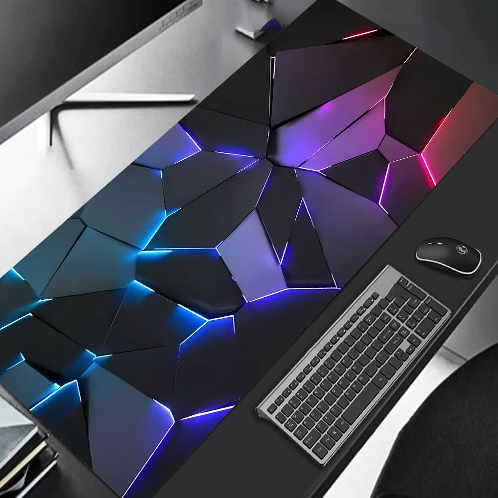 Large Gaming Mouse Pad 90x40 Red Blue Gradient Design Non-Slip Rubber Sewn Edge Gaming Desk Mat Keyboard Gamers and Office Work