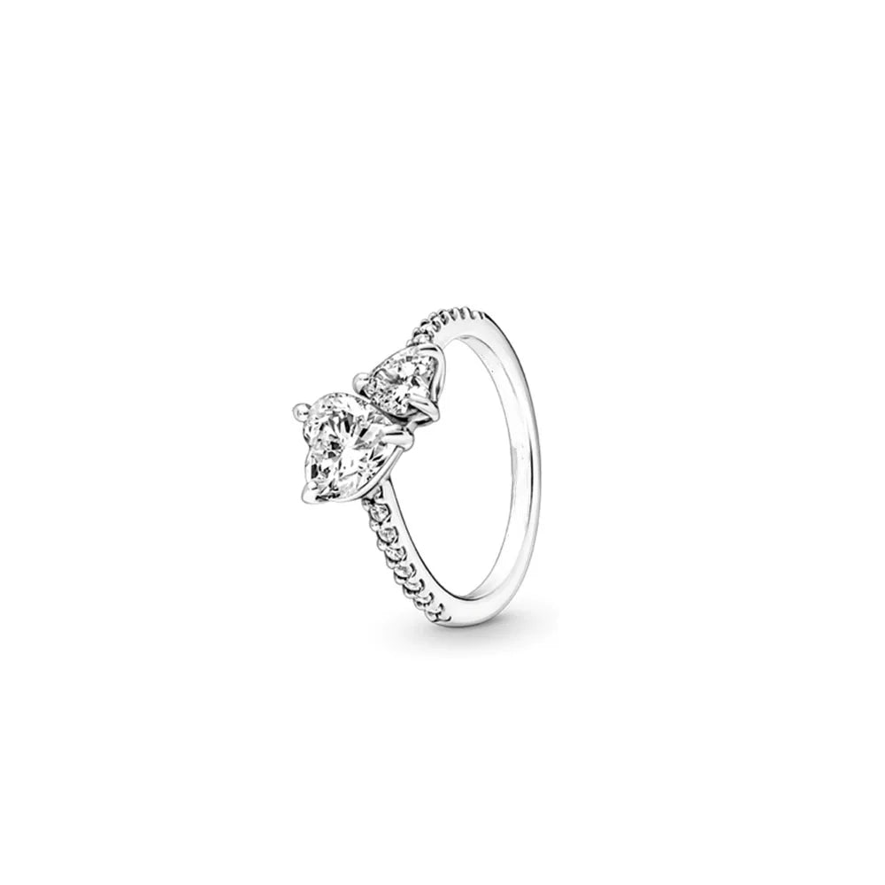 European New 925 Silver Heart-Shaped,Floral,Square Ring Suitable for Exquisite High-Quality Jewelry for Women at Wedding Parties