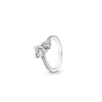 European New 925 Silver Heart-Shaped,Floral,Square Ring Suitable for Exquisite High-Quality Jewelry for Women at Wedding Parties