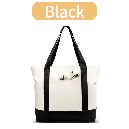 1/3/6PCS Heavy Duty Canvas Tote Bag with Front Pocket Blank DIY Reusable Grocery Shoulder Bag for Women Office School Beach